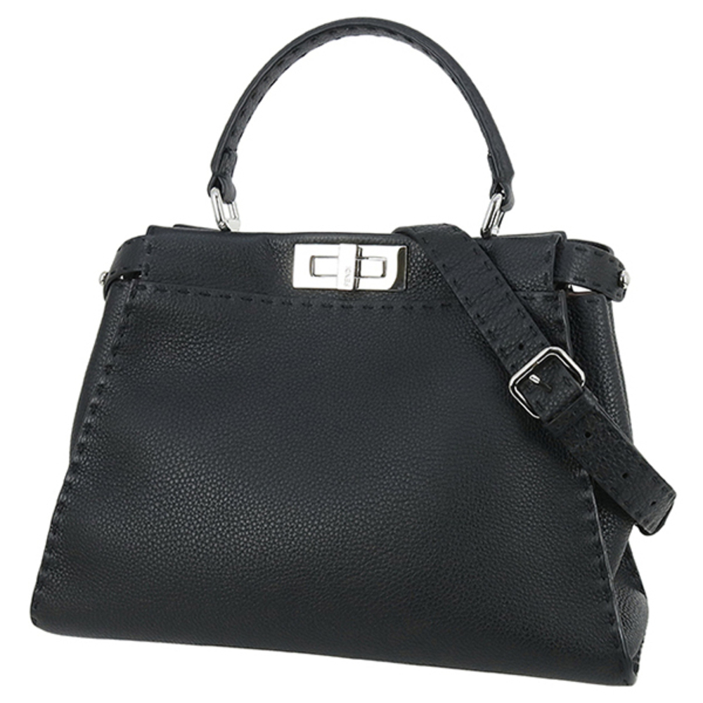 Fendi Peekaboo Iconic Selleria Handbag Shoulder Bag Black